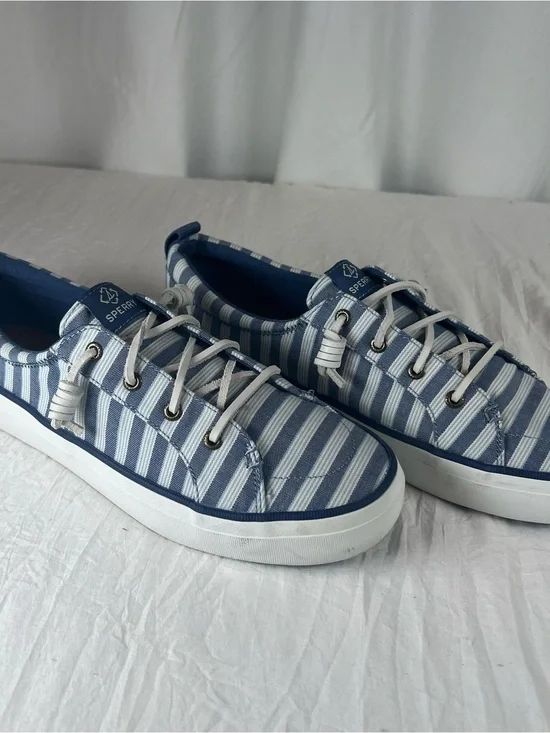 Sperry Top-Sider Women’s sz10 Blue&White Striped LowTop Canvas Sneakers STS88682