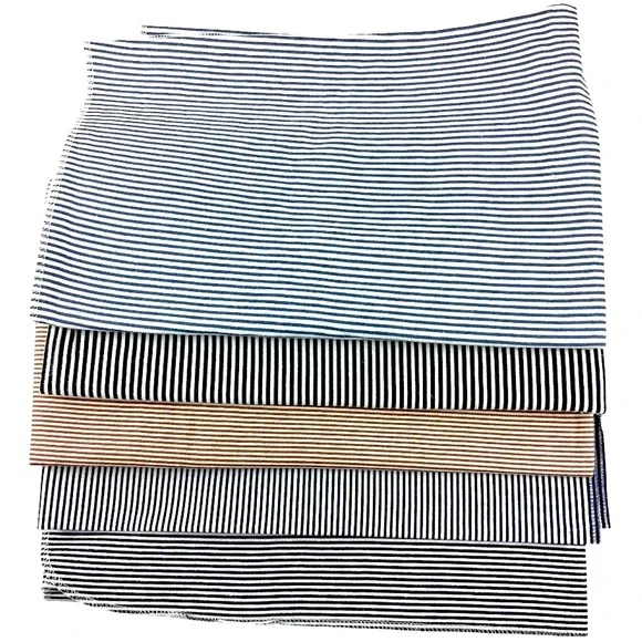 5pc Carter's Blue Brown Black White Stripe Baby Receiving Blanket Lot Flannel