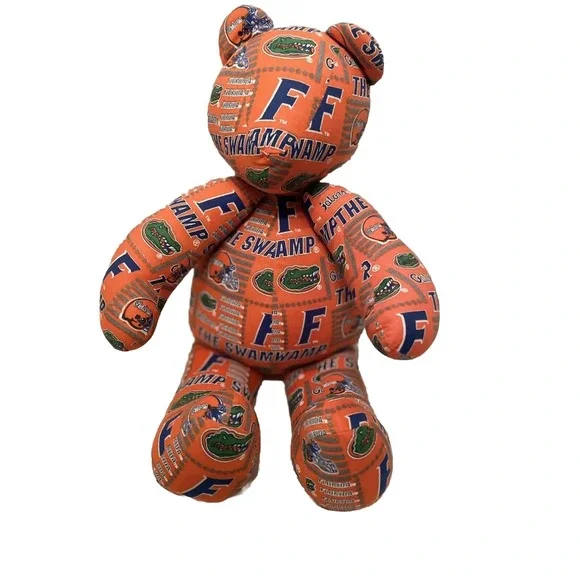 Vintage Florida Gators Fabric Teddy Bear Print Team Orange‎ and Blue Hand Sewing
