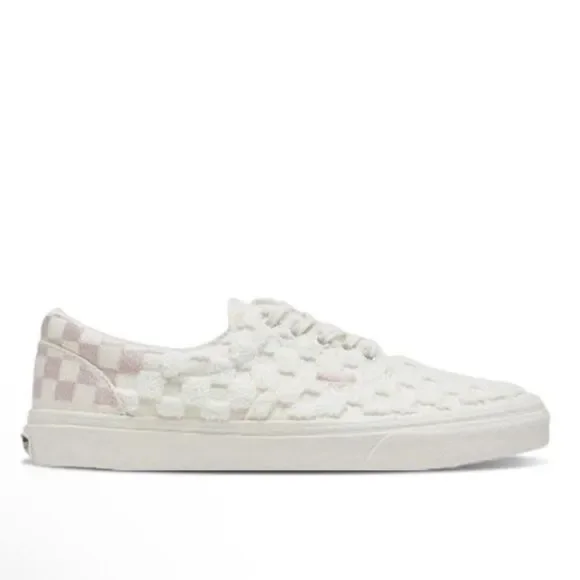 Vans Era Chenille Check Sneakers Snow White Pink 7.5 Retro Bowling Y2K