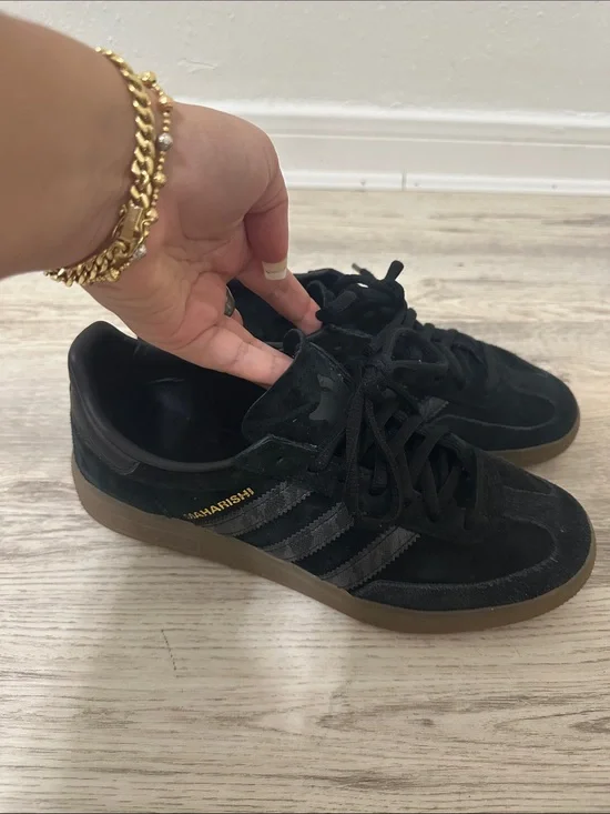 adidas Maharishi black suede sneakers with gum sole