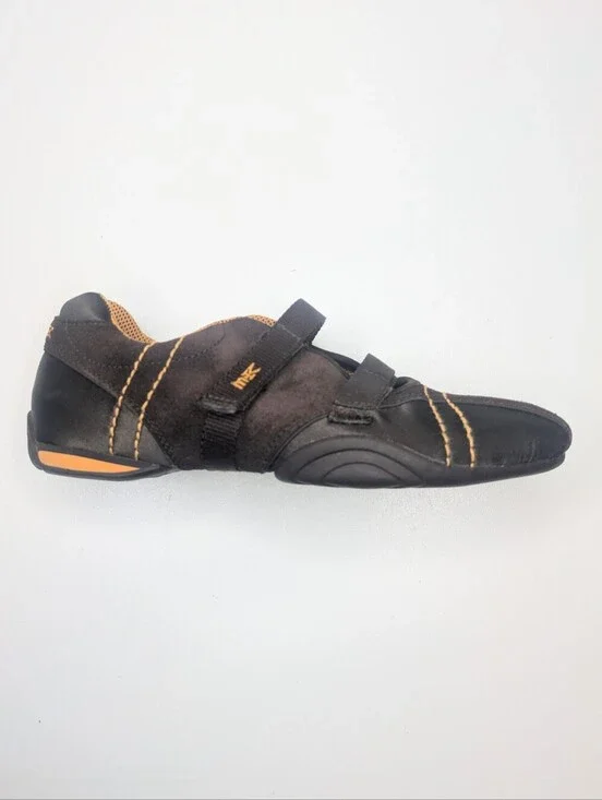 Michelle K Sport Suede Satin Sneakers Sneakerinas Ballet Brown Orange Size 7