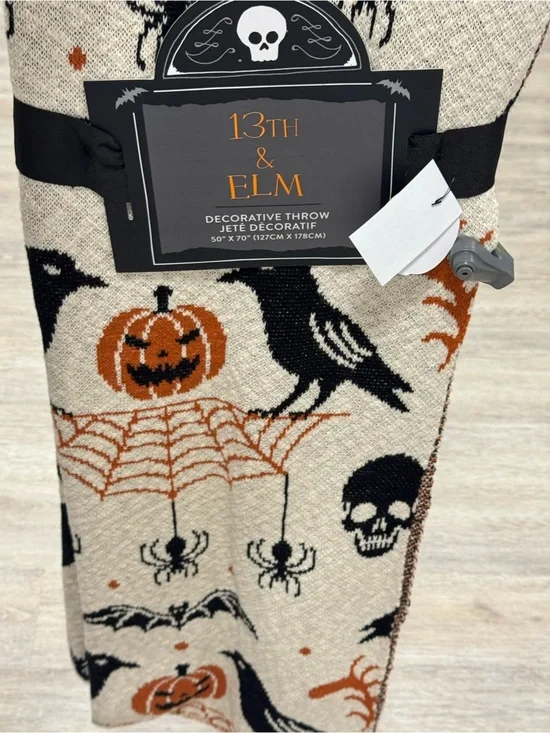 13th & Elm Halloween Decorative Throw - Cream, Black & Orange