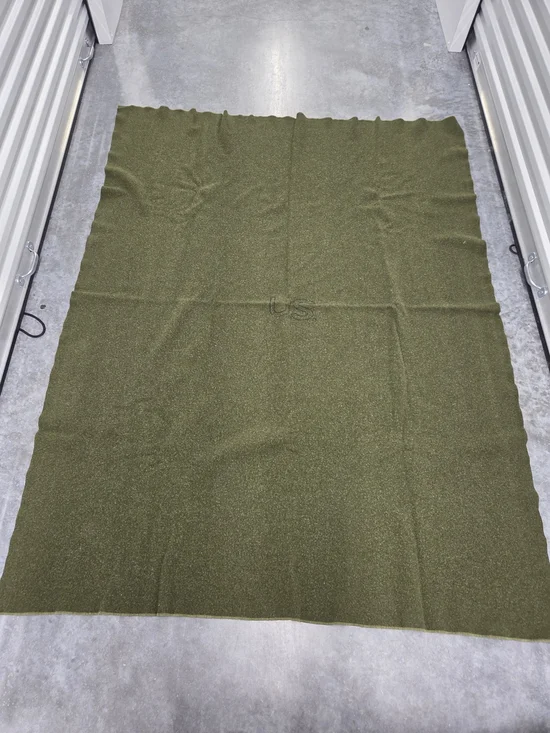 Vintage US Military Olive Green Wool Blanket 71