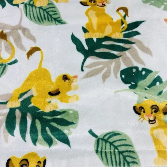 Disney Baby Lion King Simba Blanket Green Leaves Tan Back Jungle 30x40