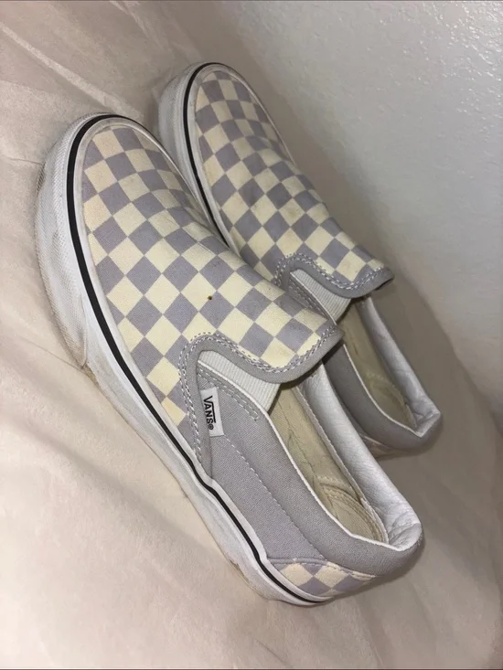 Vans Slip-On Checkerboard in Bluish/Gray & Cream Women’s 8 Men’s 6.5