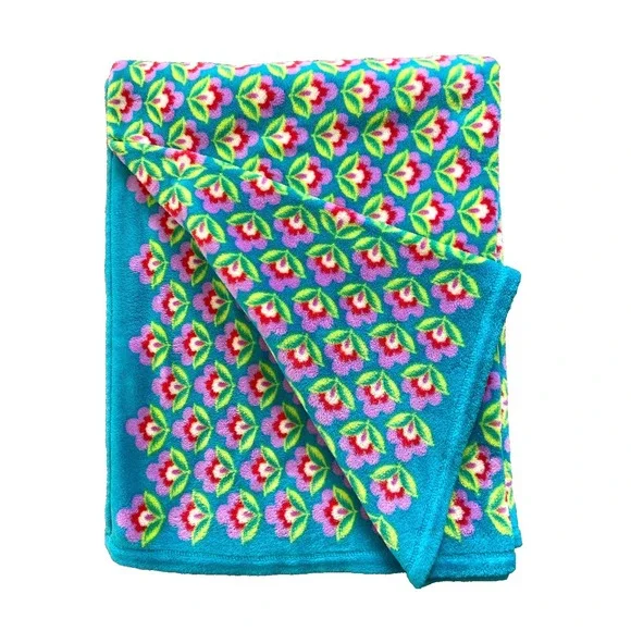 Vera Bradley Retired PLUSH Throw‎ Blanket PETALS IN PARADISE Teal Lavender Rare