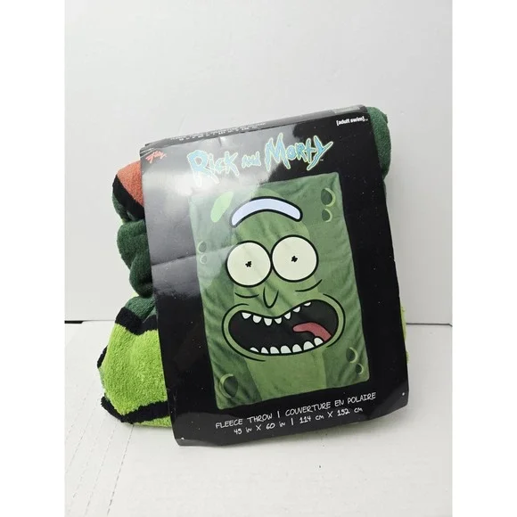 Rick & Morty Pickle Rick blanket throw NEW Just Funky 45x60