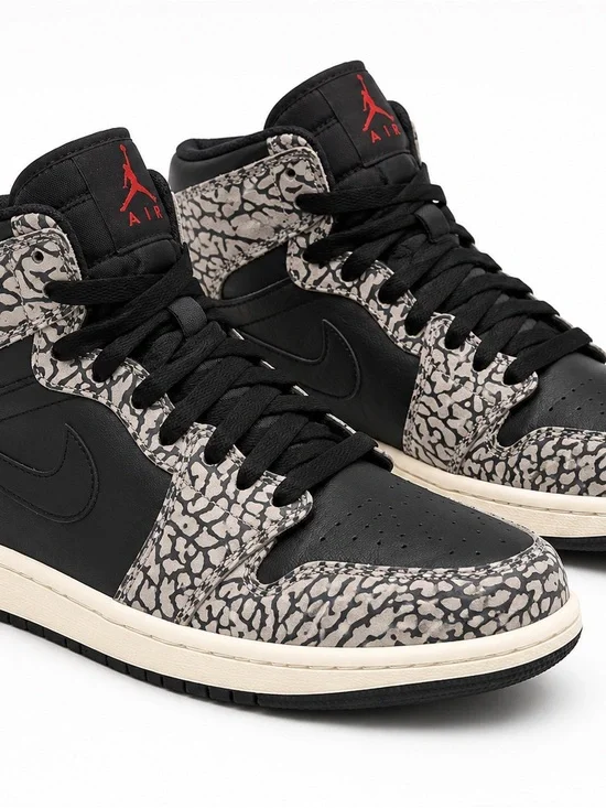 Nike Air Jordan 1 High Retro - Black with Elephant Print