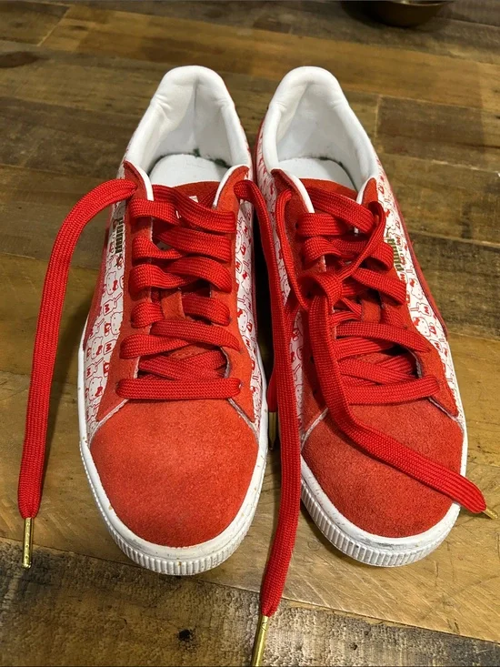 Puma Red and White Low-Top Sneakers