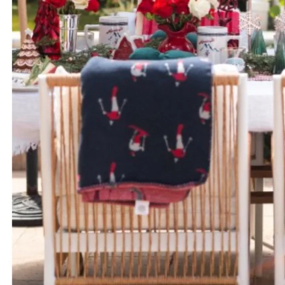 Mark & Graham Thick Fleece Ski Print Blanket‎ Blue and Red 50”w x .25”d x 60”h