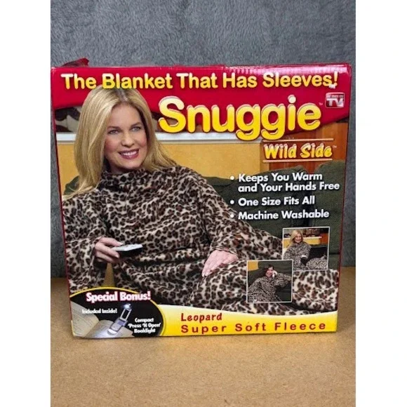 Snuggie Wild Side Leopard Print Wearable Fleece Blanket with Sleeves One Size