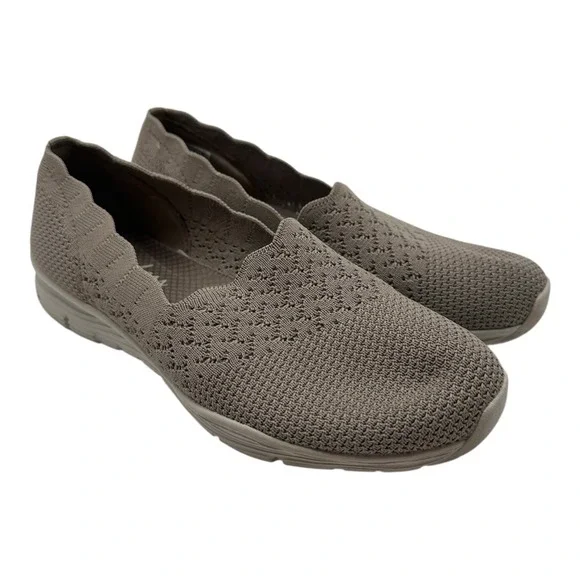 Skechers Slip On Shoes Womens 7 Taupe Classic Fit‎ Air Cooled Memory Foam 49481