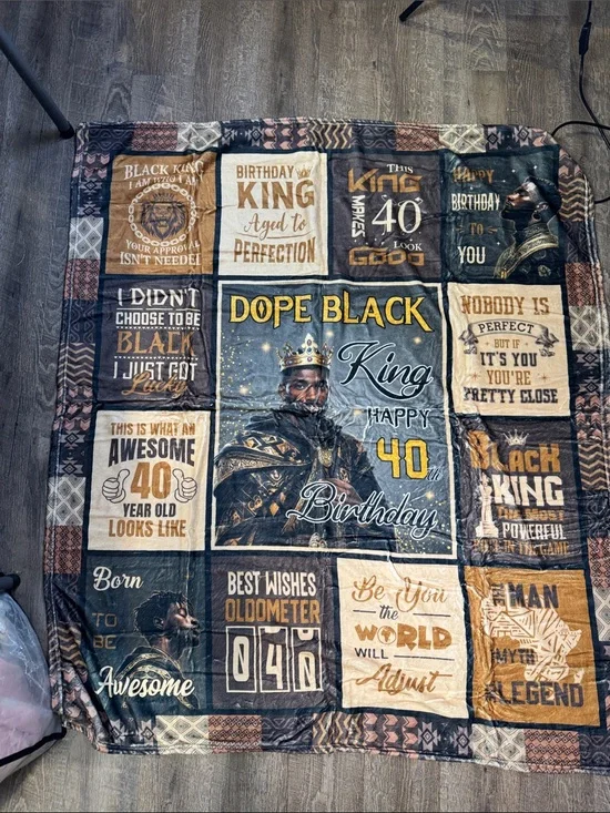 New 50x60 Dope Black King 40th Birthday Throw‎ Blanket