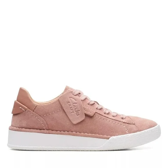 New Clarks Craft Cup Lace Sneakers Soft Girl 11 Rose Suede Pink Low Top Comfort‎