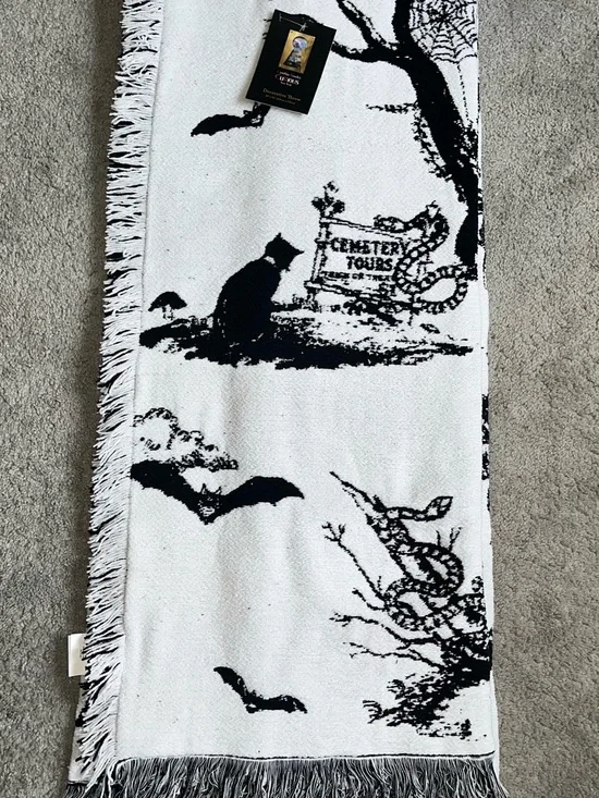 NWT Curious by Cynthia Rowley Graveyard Scene Halloween Throw/Blanket