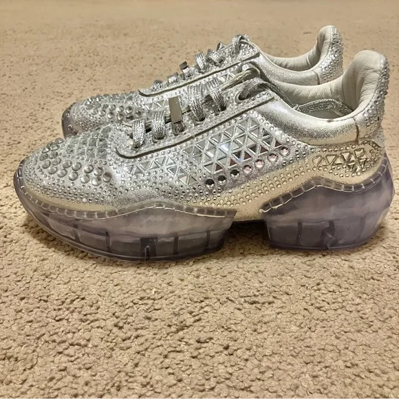 La Sheelah Size 6 Tennis Shoes Rare Mirror‎ Studded Bling *Like New*