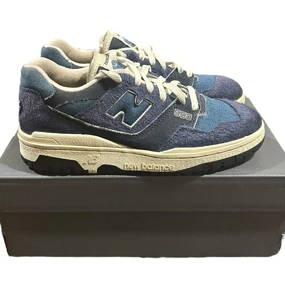 New Balance 550 BBW550GH Women’s Sneakers Navy Denim Heron‎ Blue Angora Size 6.5