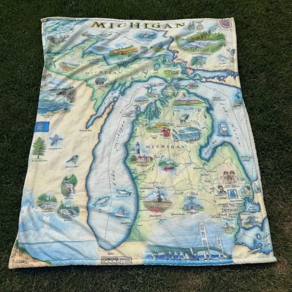 Xplorer Map Michigan State Map Fleece Sherpa Throw Blanket Chris Robitaille 2019