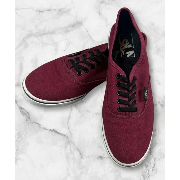 Vans Canvas Lace Up Sneakers Womens 8 Burgundy‎ Skateboard Casual Comfort Shoes