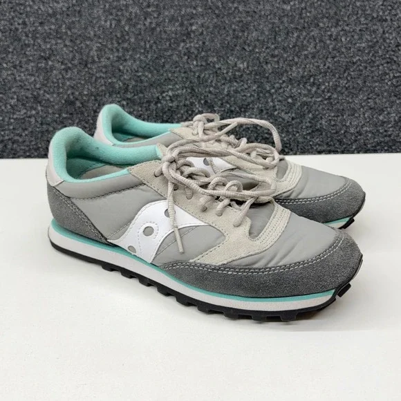 Saucony Jazz Low Pro Grey Mint Green Suede Nylon Sneakers 1866-103 Womens 7‎