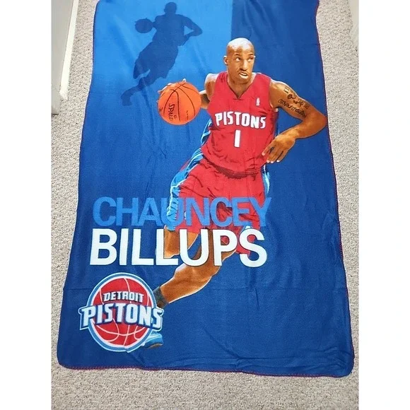 Chauncey Billups 60x39 Blanket Detroit Pistons Vintage BD&A NBA ‎ #1 HOF