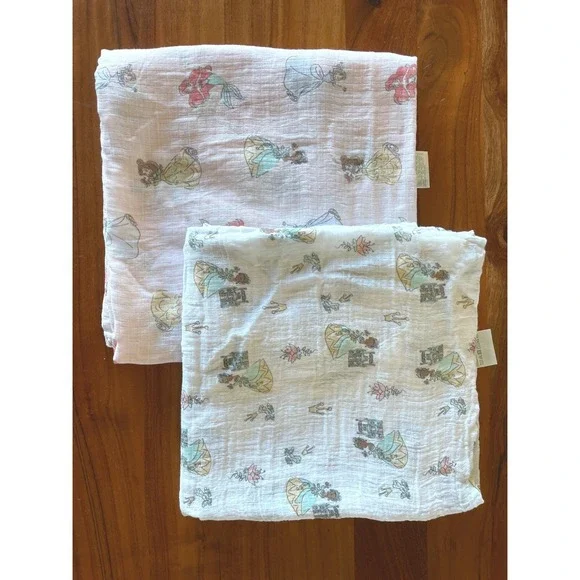 Aden + Anais Disney Princess Muslin Swaddle Blankets 2 Pack Tiana Ariel‎ Belle