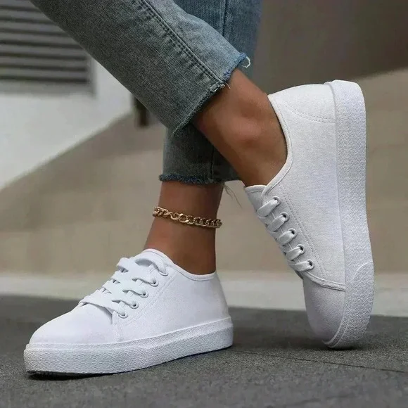 White Sporty Women's Canvas Shoes