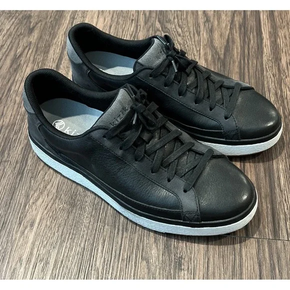 Kizik Vegas Black Leather Sneakers Unisex Men's 9.5 Woman's 10.Casual Shoes