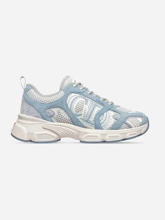 Dior Chrono Sneaker / Gray-Blue Mesh and Suede Calfskin
