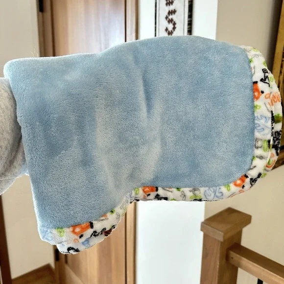 Le Bebe Favorite Baby Lovey‎ Blanket Blue Zebra Giraffe Jungle Zoo Animal