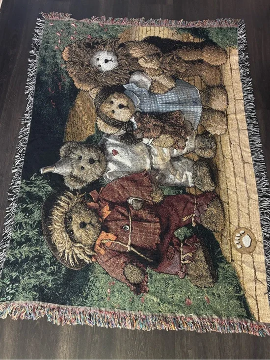 Boyds Bears Wizard of Oz Throw Blanket 50x70 Afghan Tapestry Frills Wonderful