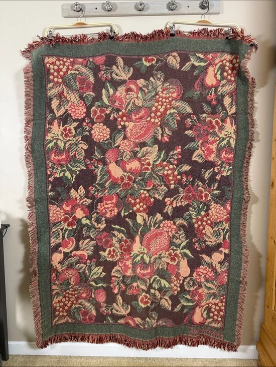 Vintage Bob Timberlake Floral Tapestry Throw Blanket