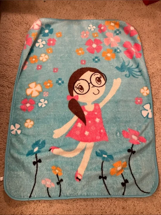 Ruby Fleece Baby Blanket - Aqua & Pink Floral 50x40