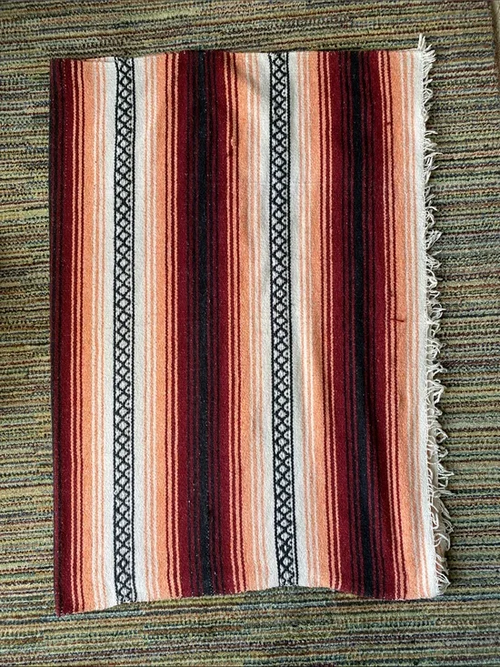 Striped Acrylic Mexican Serape blanket by Andres Cuamatzi 50”x72”