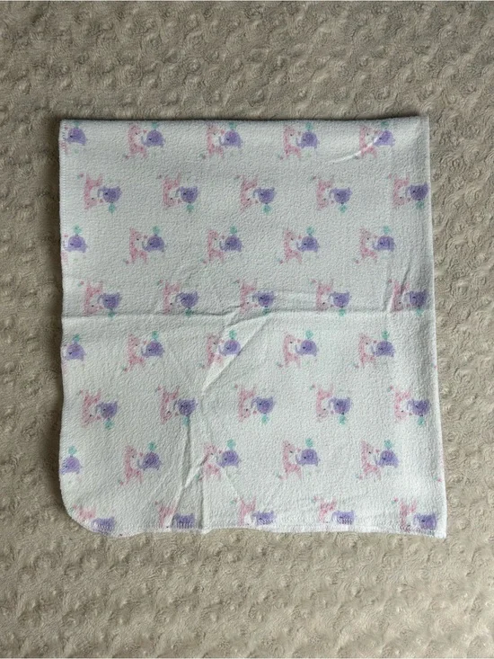 Pink Giraffe Purple Elephant Baby Receiving Blanket Flannel Blue Bird Flowers