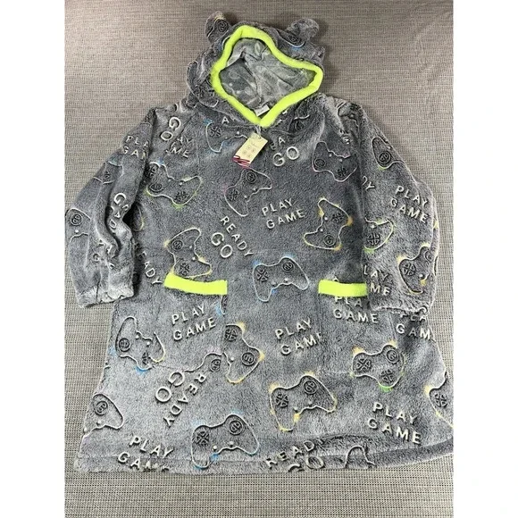 Glow in the Dark Game Controller Blanket Hoodies for Kids 6-10 Years