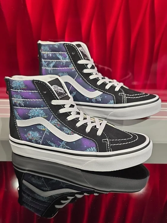 Vans Sk8 Hi Zip Robotic Dino Blue True White Mens 3 Womens 4.5 New With Box