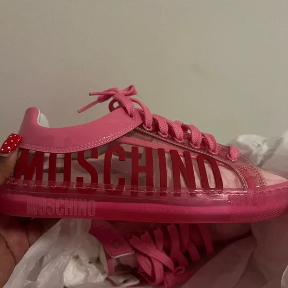 Moschino Kids Hot Pink Logo Low-Top Sneakers