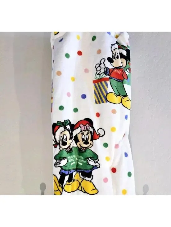 Disney Christmas Holiday Mickey Minnie Mouse White Plush Throw Blanket 50x70 NWT