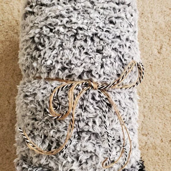 Gray Soft Sherpa  Blanket Throw