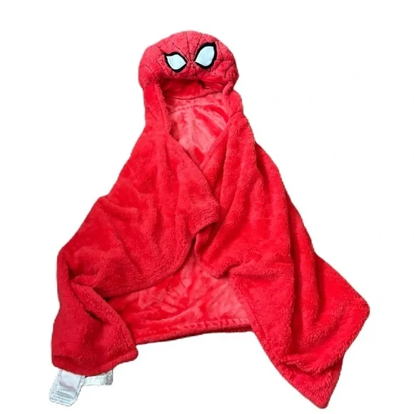 Spider-Man Hooded Blanket Super Soft Fluffy Fleece Kids Red