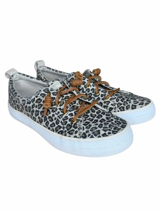 Sperry Crest Vibe Leopard Print Canvas Sneakers Memory Foam Women’s Size 8.5