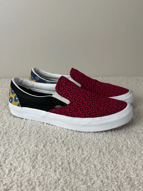 Vans Shoes M9.5 W11 Classic Slip On Tie Print Mix Black‎ Multi Casual Comfort