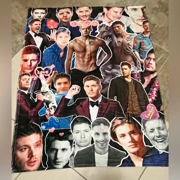 Jensen Ackles Photo Collage Throw Blanket