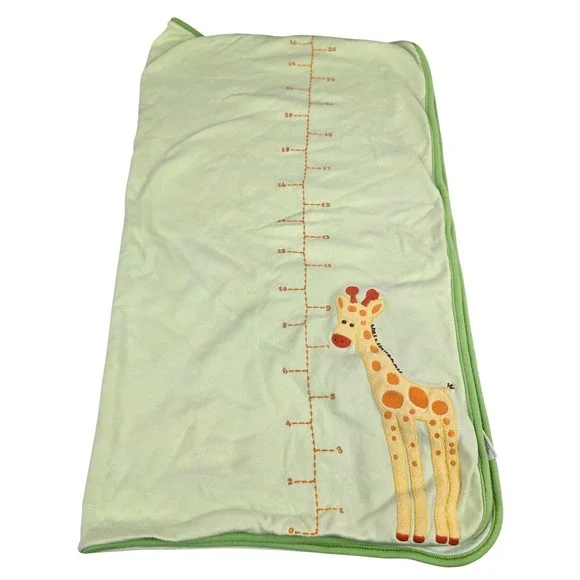 Gymboree Vintage 2004 Giraffe Growth Chart Baby Blanket Green Striped Cotton OS