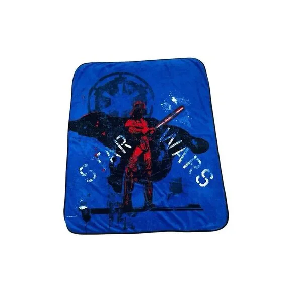Rare Star Wars Darth Vader Blue Fleece Throw Blanket 2011 Dark Side Lightsaber