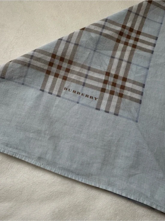 Burberry light Blue and Brown Check Cotton Scarf