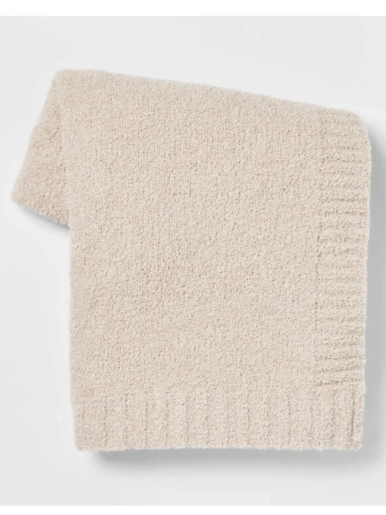 Threshold Cozy Knit Throw Blanket- Light Beige