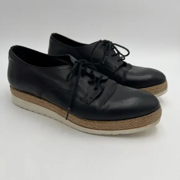 Minelli Lace Up Espidrille Sneaker Oxford EU 39 US 8.5 Black Leather Derby Shoes